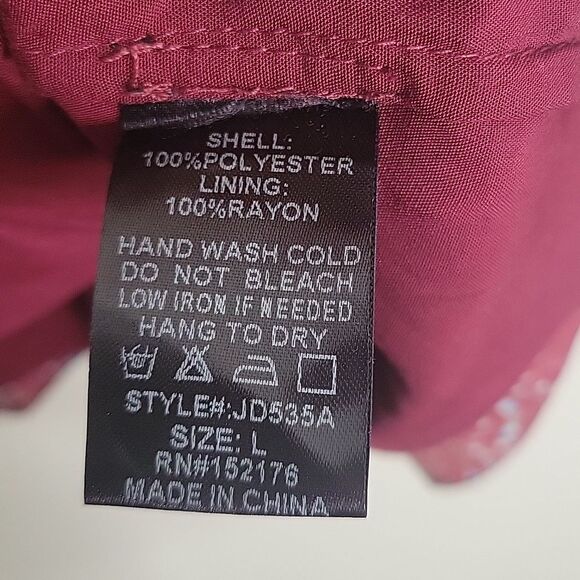 Reset By Jane Square Neckline Floral Burgundy Mini Long sleeve Dress La… - Picture 7 of 11